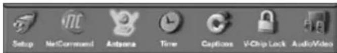 Setup NetCommand Antenna Time Captions VChip Lock Audio/Video