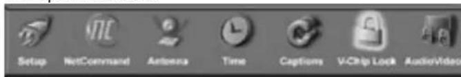 Setup NetCommand Antenna Time Captions V-Chip Lock AudioVideo
