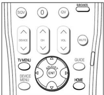 SQV 0 QV SUBCANCEL DEVICE CH VOL MUTE TV MENU GUIDE DEVICE MENU ENT HOME