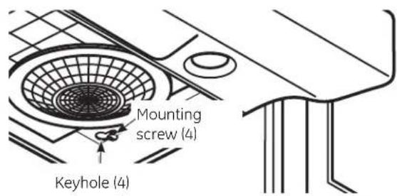 Mounting screw (4) Keyhole (4)