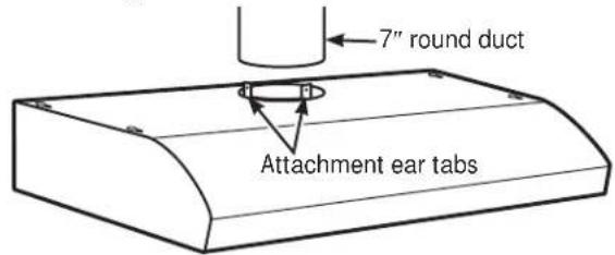 7" round duct Attachment ear tabs