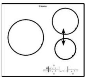Diagram showing three circles with arrows indicating direction, accompanied by a scale bar and measurement labels.