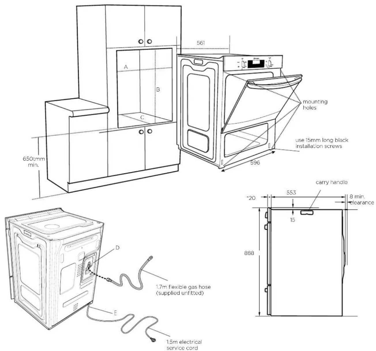 WESTINGHOUSE WVG615W - INSTALLING YOUR APPLIANCE (CONTINUED) - 1