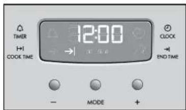 12:00 TIMER H1 COOK TIME CLOCK → END TIME - MODE +