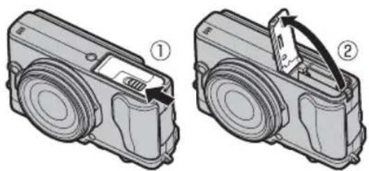 FUJIFILM FinePix JX70 - Open the battery-chamber cover. - 1