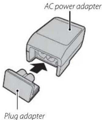 FUJIFILM FinePix JX70 - Attach the plug adapter to the AC power adapter. - 1