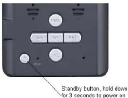 VEN VCL Standby button, hold down for 3 seconds to power on