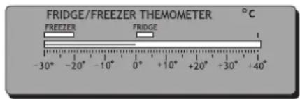 FRIDGE/FREEZER THEMOMETER °C FREEZER FRIDGE -30° -20° -10° 0° +10° +20° +30° +40°
