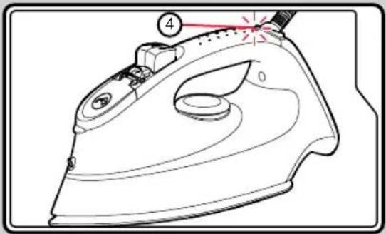 Technical diagram of an iron iron with numbered parts and a highlighted section labeled '4'