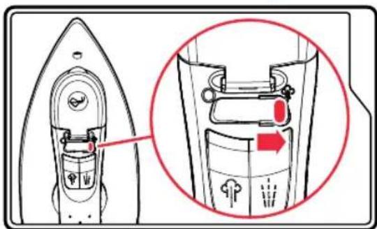 Technical diagram of a hair iron component with labeled parts and an inset magnified view showing internal structure.