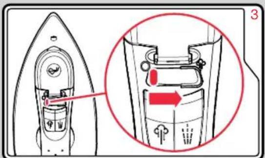 Technical diagram of a hair iron component with labeled parts and an inset magnified view showing internal structure.