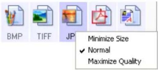 BMP TIFF JP Minimize Size ✓ Normal Maximize Quality
