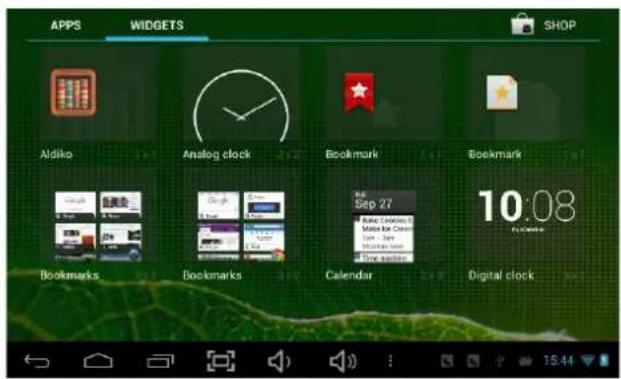 APPS WIDGETS SHOP Aldiko Analog clock Bookmark Bookmark Bookmarks Bookmarks Calendar Digital clock 10:08