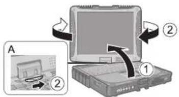 Diagram showing computer monitor operation with labeled parts and directional arrows indicating motion