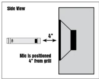 Side View Mic is positioned 4" from grill