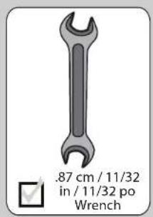 .87 cm / 11/32 in / 11/32 po Wrench