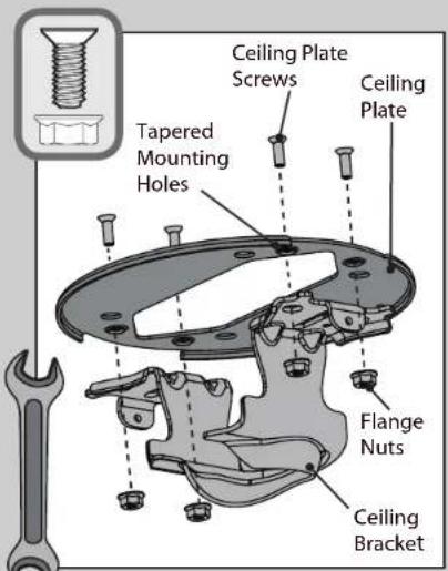 Ceiling Plate Screws Ceiling Plate Tapered Mounting Holes Flange Nuts Ceiling Bracket