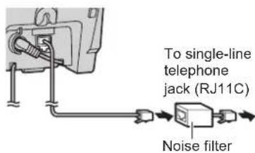 To single-line telephone jack (RJ11C) Noise filter