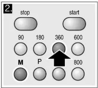 2. stop start 90 180 360 600 M P 800