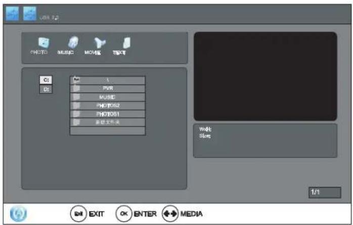 USS 7.0 PHOTO MUSO MOV TEXT C: D: A PWR MUSIC PHOTOS2 PHOTOS1 新文件夹 Width Size 1/1 EXIT OK ENTER MEDIA