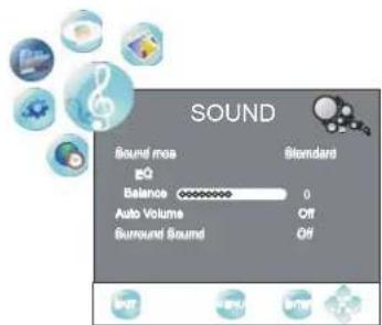 SOUND Sound mos EQ Balance 0 Auto Volume Off Surround Sound Off