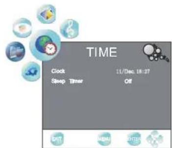 TIME Clock 11/Dec 18:27 Sleep Timer Off EXIT NEW ENTER