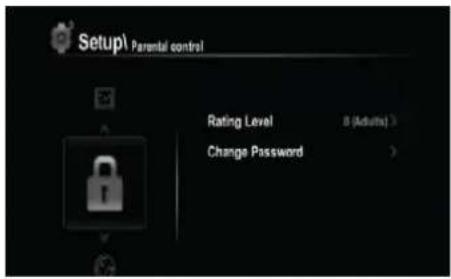 Setup\ Parental control Rating Level 8 (Adults) Change Password >