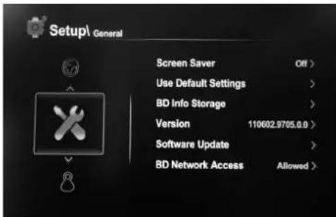 Setup\ General Screen Saver Off > Use Default Settings > BD Info Storage > Version 110602.9705.0.0 > Software Update > BD Network Access Allowed >