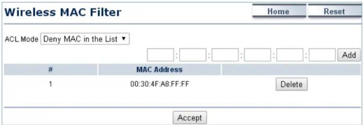 Planet WAP-500N - Wireless MAC Filter - 1