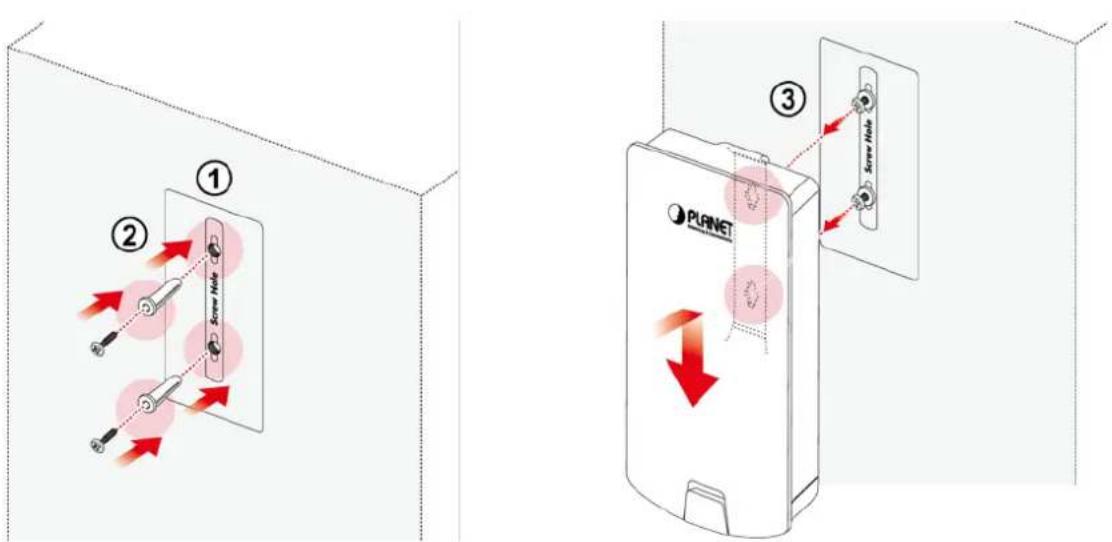 Planet WAP-500N - Step 4. Wall Mounting: - 1