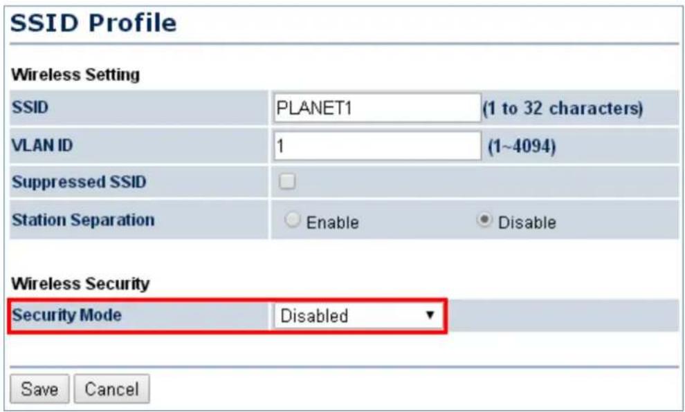 Planet WAP-500N - Security Settings - 1