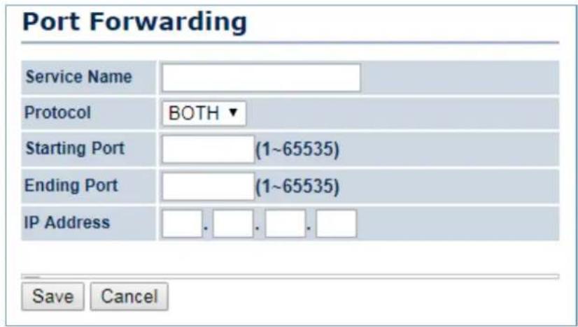 Planet WAP-500N - Name Protocol Start Port End Port Server IP Address Enable Modify Delete - 1