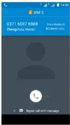 SIM 2 0371 6087 6888 Zhengzhou, Henan Chair a Mobile 32, INCOMING CALL Reject call with message