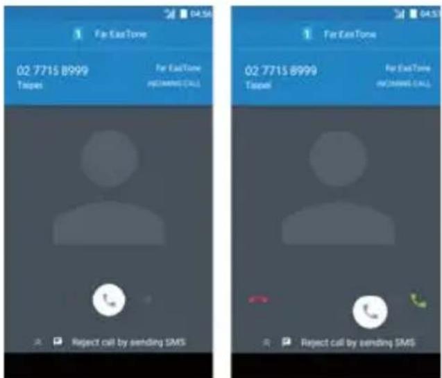 Far Eax Tone 02 7715 8999 Taipei Far Eax Tone INCOMING CALL Far Eax Tone 02 7715 8999 Taipei Far Eax Tone INCOMING CALL Reject call by sending SMS Reject call by sending SMS