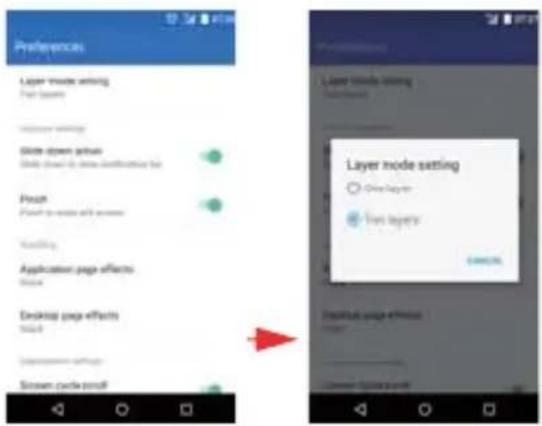 Preferences Layer mode setting Text layers Browse settings Slide open status Slide Open to close configuration for Pouch Flect to store all stores Handling Application page effects Show Desktop page effects Show Compression settings Screen cycle proof Layer mode setting Text layers Layer mode setting Open layers Text layers Cancel OK