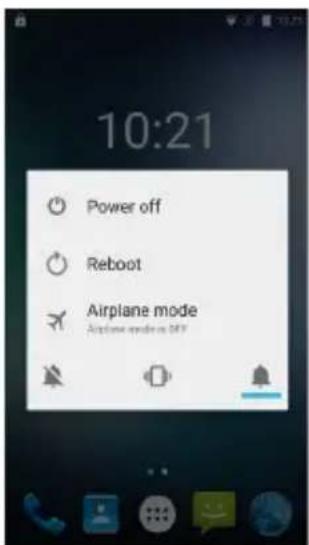 10:21 Power off Reboot Airplane mode Airplane mode is OFF