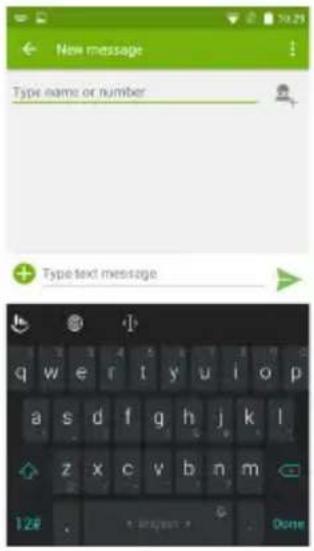 New message Type name or number + Type text message q w e r t y u i o p a s d f q h j k l z x c v b n m 128 . Done