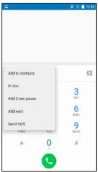 Add to contacts IP dial Add 2-sec pause Add wait Send SMS 3 6 9 NEXT 0 # +