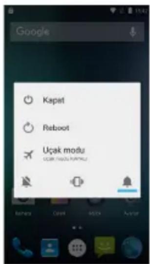 Google Kapet Reboot Uçak modu Uçak modu PAPUKU