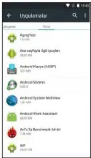 Uygulamalar Categoriler AgrmgTest 1.04 KB Ana-sayfajia ilgili iguçları 28,00 KB Android Klavye (ADSP®) 3,01 KB Android Sistemi 9,00 KB Android System WebView 1,01 KB Android Work Assistant 60,00 KB AnTu/Ta Benchmark 64-bit 7,00 KB agri 24,00 KB