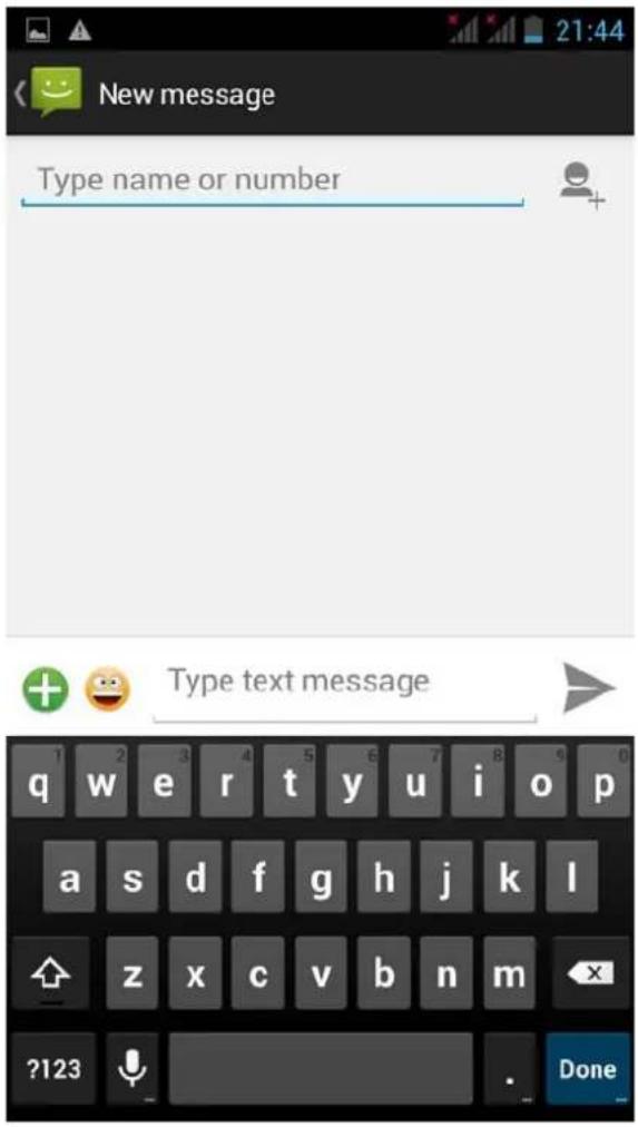 New message Type name or number Type text message ?123 Done
