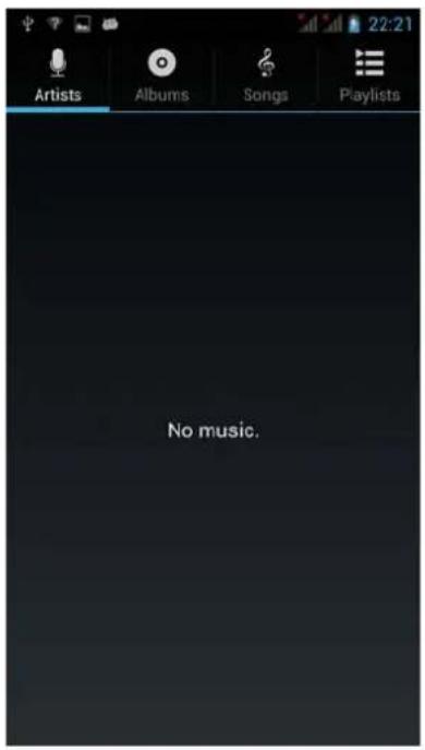 22:21 Artists Albums Songs Playlists No music.