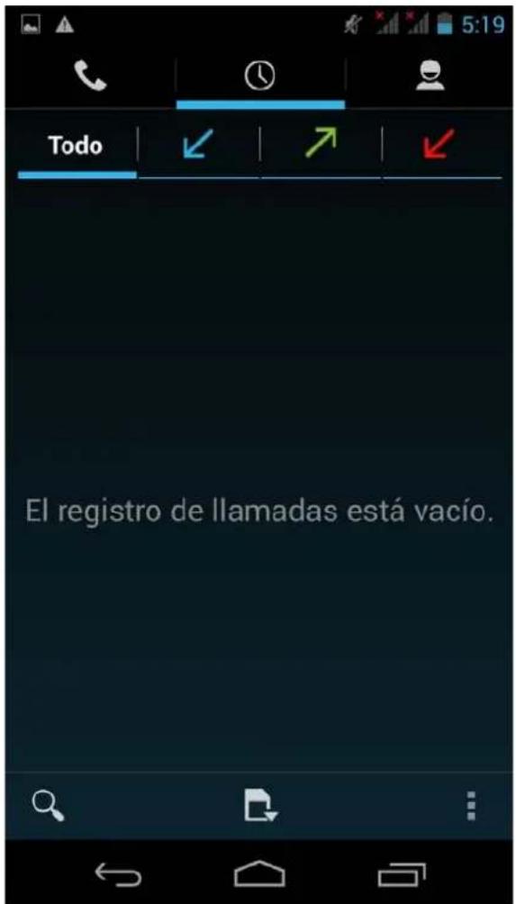 Todo El registro de llamadas está vacío.