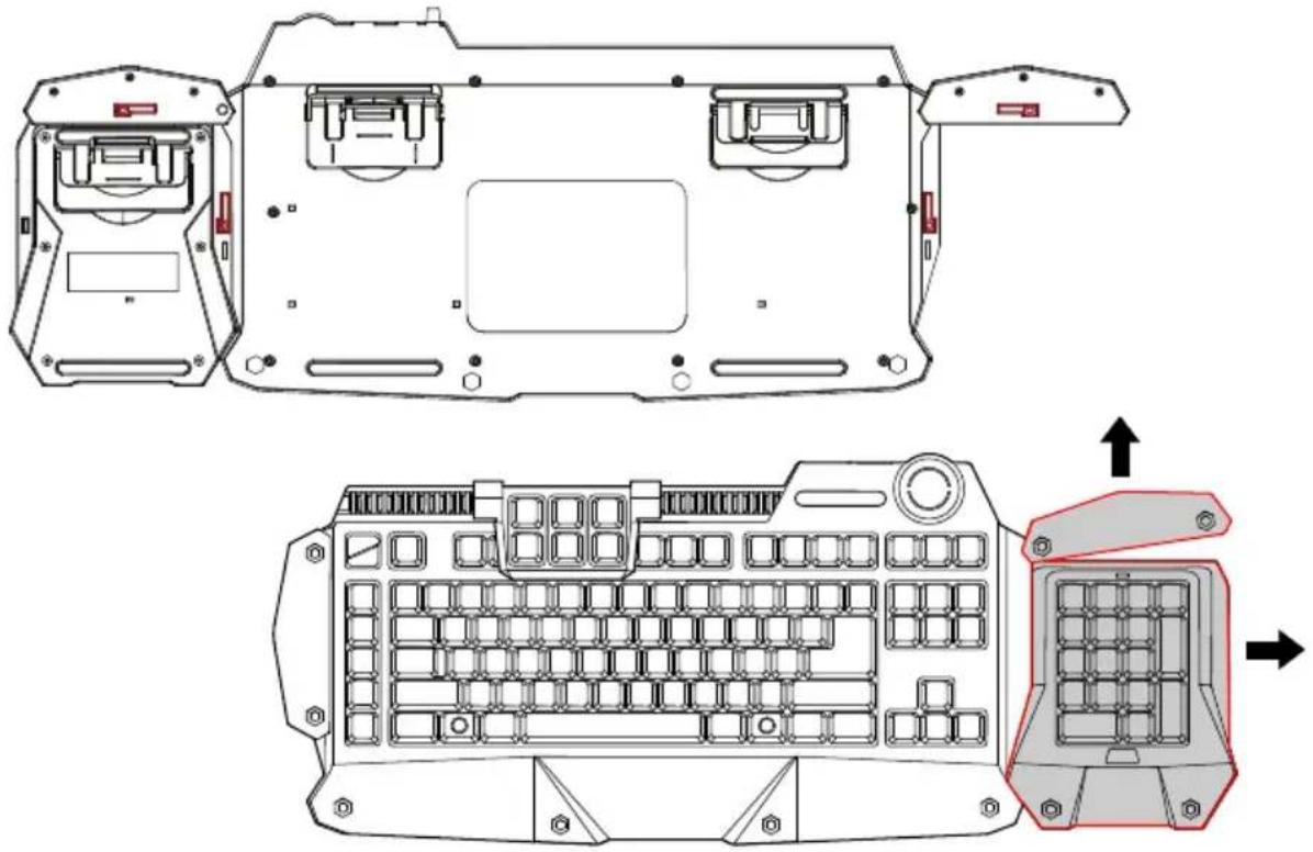 Azio Levetron KB577U Mech5 - Detaching the Numeric Keypad: - 1