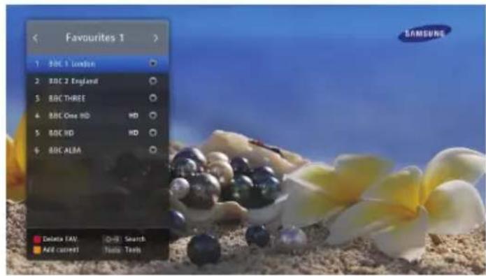 Favourites 1 1 BBC 1 London 2 BBC 2 England 3 BBC THREE 4 BBC One HD HD 5 BBC HD HD 6 BBC ALBA Delete FXV Search Add current Tools Tools