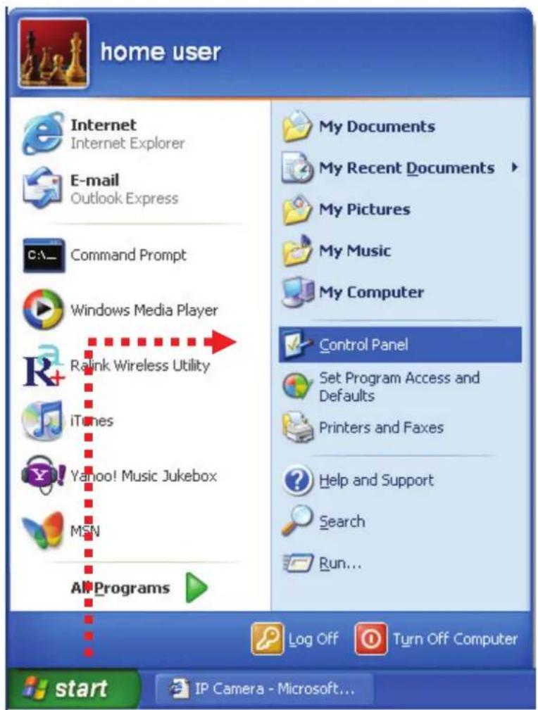 home user Internet Internet Explorer E-mail Outlook Express Command Prompt Windows Media Player Ralink Wireless Utility iTunes Yahoo! Music Jukebox MSN All Programs My Documents My Recent Documents My Pictures My Music My Computer Control Panel Set Program Access and Defaults Printers and Faxes Help and Support Search Run... Log Off Turn Off Computer start IP Camera - Microsoft...