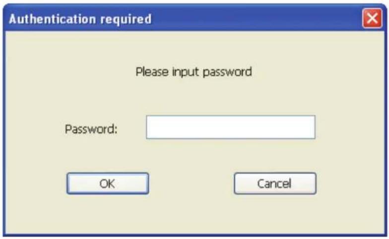 Authentication required Please input password Password: OK Cancel