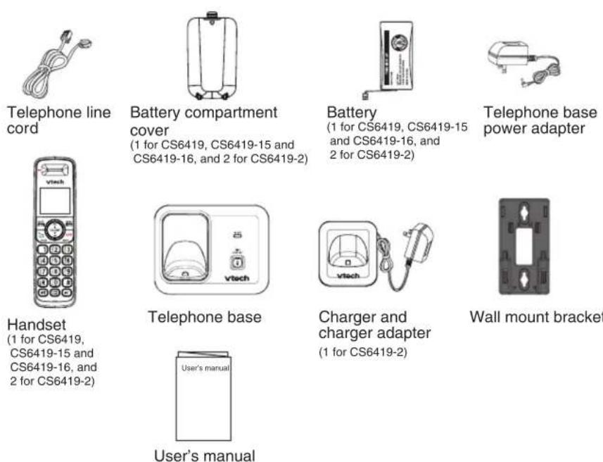 VTECH CS6419-15 - Parts checklist - 1