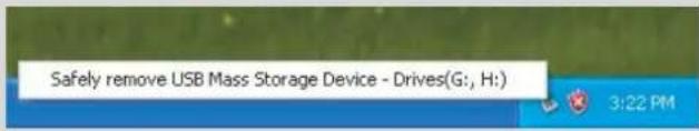 Safely remove USB Mass Storage Device - Drives(G:, H:) 3:22 PM