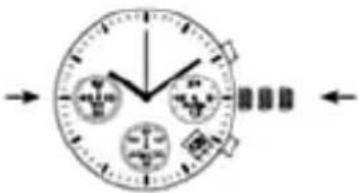 Diagram of a clock with directional arrows and labeled components, showing time, duration, and measurement indicators.